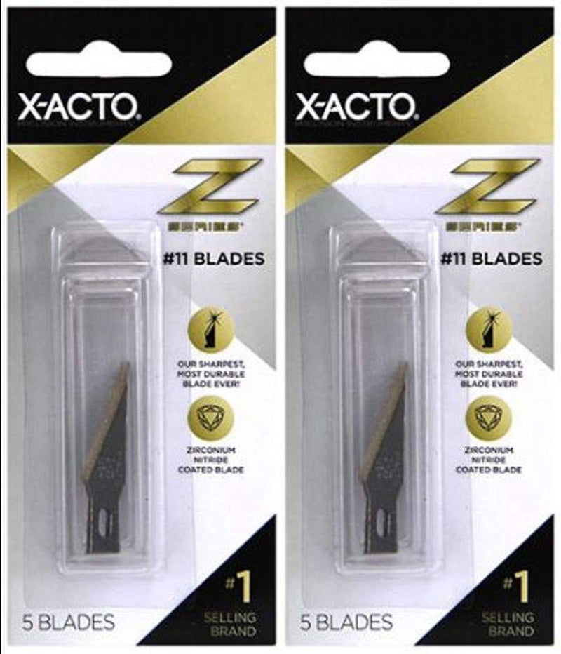 X-Acto 2-PACK - X-ACTO Z Series Light-Weight Replacement Blade, No 11, 4-7/8 in L, Stainless Steel Blade, Gold Hue, 5 blades per pack - Image 1